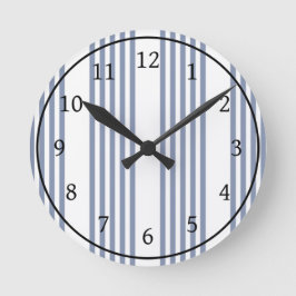 Blaugraues und weißes Fünf-Streifen-Muster Runde Wanduhr