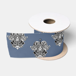 Blaugraues Viktorianisches Zierdesign Satinband