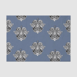 Blaugraues Viktorianisches Zierdesign Seidenpapier