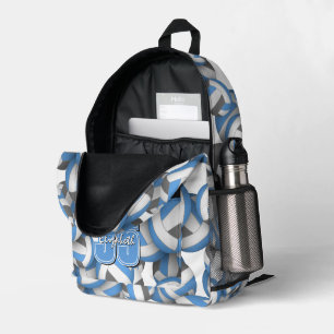Blaugraues Volleyballmuster mit der Spielernummer Bedruckter Rucksack
