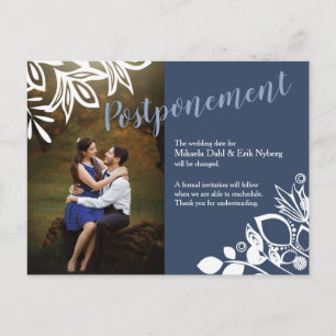 Blaugraues, weißes Hochzeitsankündigungs-Foto Postkarte