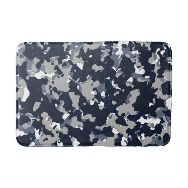 Blaugraues White Camouflage Camouflage Muster Badematte (Vorderseite)