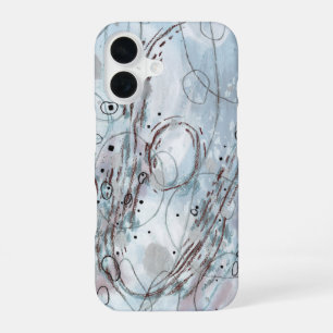 Blaugraues zeitgenössisches abstraktes Design iPhone 16 Hülle