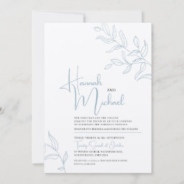 Blaugrauweißer Zweig der Hochzeit von Blätter Einladung