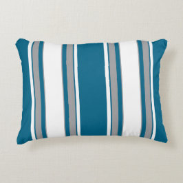 Blaugrün, Aquamarin, grau, weiße Streifen Dekokissen