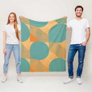 Blaugrün, Beige und Orange im Retro-Look-Muster Fleecedecke