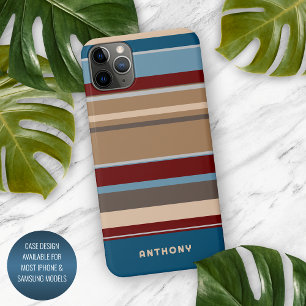 Blaugrün Dunkelrot Neutral Beige Braun Kunst Strei iPhone 16 Pro Max Hülle
