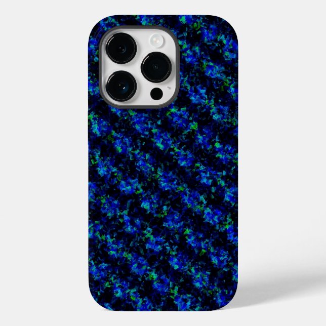 Blaugrün gebrochenes Glasmuster Case-Mate iPhone 14 Pro Hülle (Rückseite)