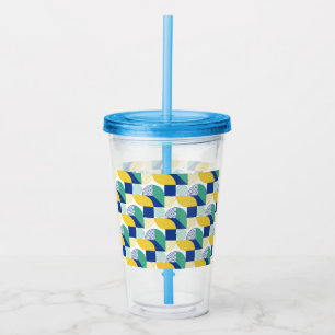 Blaugrün-gelb-Abstraktes geometrisches Muster Acryltrinkbecher