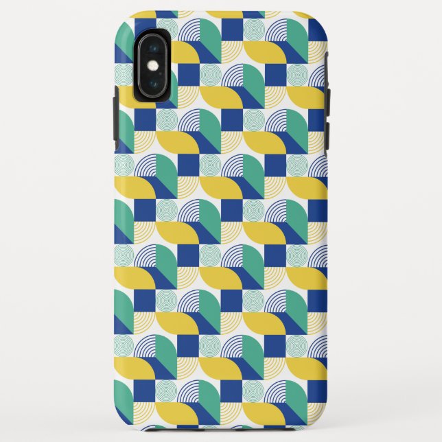 Blaugrün-gelb-Abstraktes geometrisches Muster Case-Mate iPhone Hülle (Rückseite)