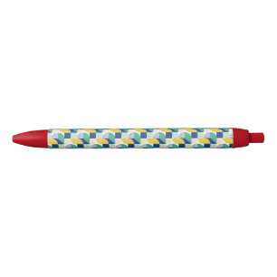 Blaugrün-gelb-Abstraktes geometrisches Muster Kugelschreiber