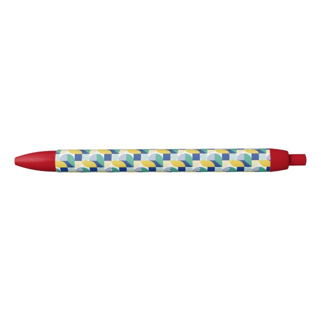 Blaugrün-gelb-Abstraktes geometrisches Muster Kugelschreiber (Vorderseite)