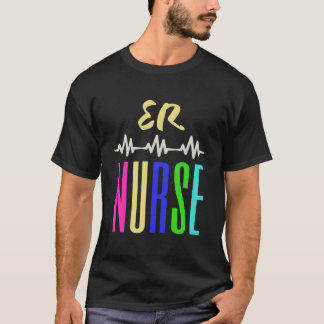 Blaugrün Gelb Mehrfarbig Krankenschwester Notaufna T-Shirt