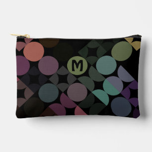 Blaugrün Lila Schwarz Midcentury Kreise Muster Zubehörtasche