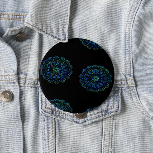 Blaugrün-Mandala Button (Beispiel)