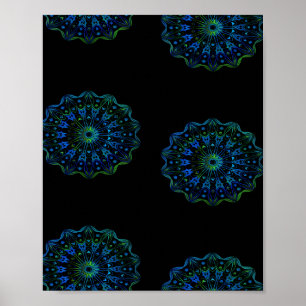 Blaugrün-Mandala Poster