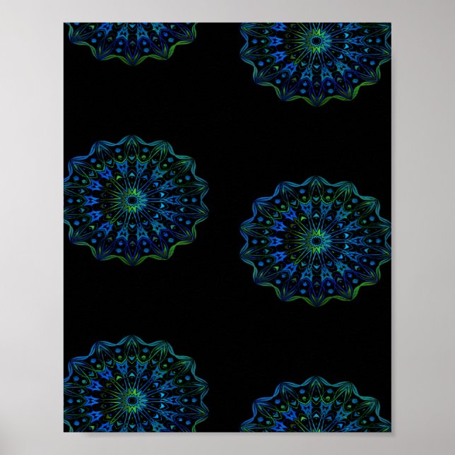 Blaugrün-Mandala Poster (Vorne)
