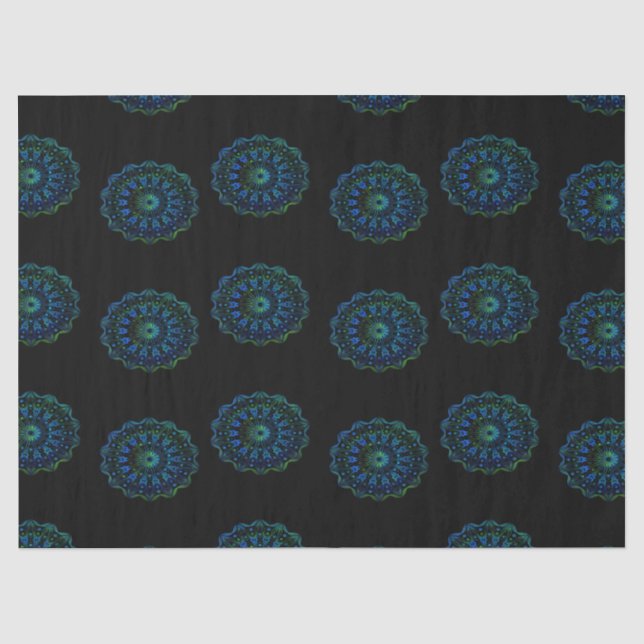 Blaugrün-Mandala Seidenpapier (Vorderseite)