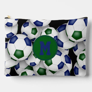 Blaugrün-mit Monogramm-Fußball-Muster Zubehörtasche