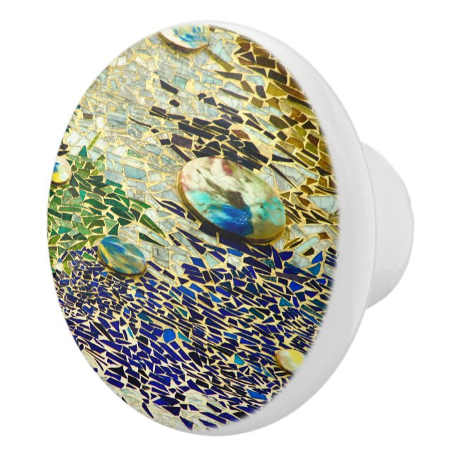 Blaugrün-Mosaik Keramikknauf (Rechts)