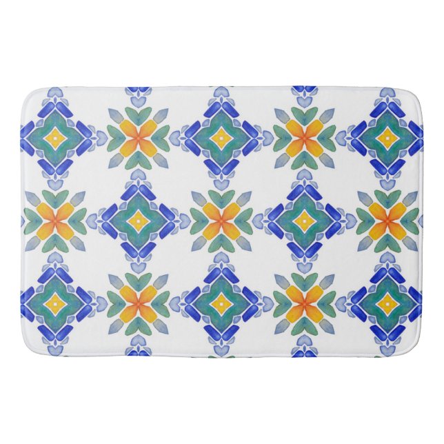 Blaugrün-Mosaikfliesen-Muster Badematte (Vorderseite)