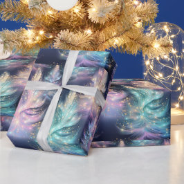 Blaugrün rosa Lila Bäume Moderne Weihnachten Geschenkpapier