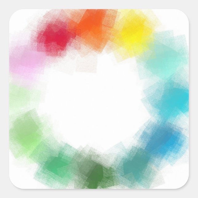 Blaugrün rosa Rosa Gelborange Farbe Quadratischer Aufkleber (Vorderseite)