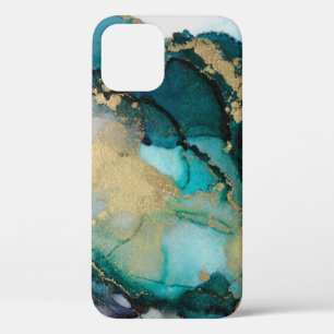 Blaugrün Schwarzes Gold Alkohol Tintenfluid Kunsta Case-Mate iPhone Hülle