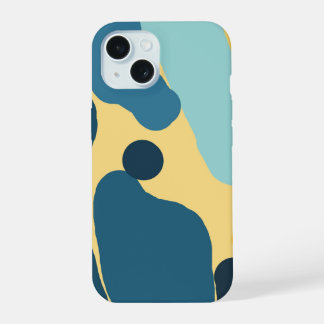Blaugrün & Senfgelb Abstraktes Cover — Modern Mini iPhone 15 Hülle