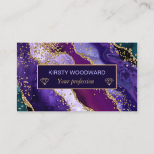 Blaugrün & Violett & Falsches Gold-Glitter-Achat Visitenkarte