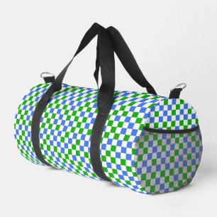 Blaugrün-weiß kariertes Muster Duffle Bag
