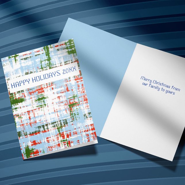 Blaugrün Weiße Rote Abstrakte Expressionismus Feiertagskarte (Von Creator hochgeladen)