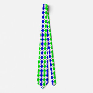 Blaugrün-weißes Argyle-Diamant-Design  Krawatte