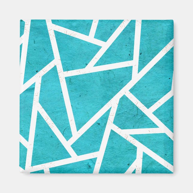 Blaugrün-weißes Mosaikmuster Magnet (Vorne)