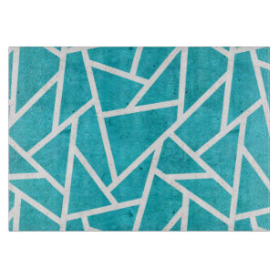 Blaugrün-weißes Mosaikmuster Schneidebrett