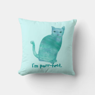 Blaugrüne Abstrakte Katzenkissen mit Purr-fect Kissen