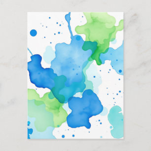 Blaugrüne Aquarell-Abstrakt-Patrouille Postkarte