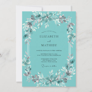 Blaugrüne Ätherische Botanische Hochzeit Einladung