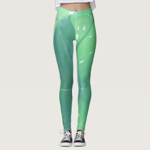 Blaugrüne Blatt-Pflanze-Pastellfarben-Leggings Leggings