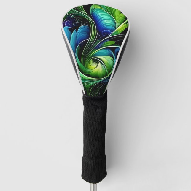Blaugrüne Blätter abstrakt Golf Headcover (Vorderseite)