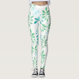Blaugrüne Blätter Leggings
