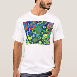 Blaugrüne Blume T-Shirt