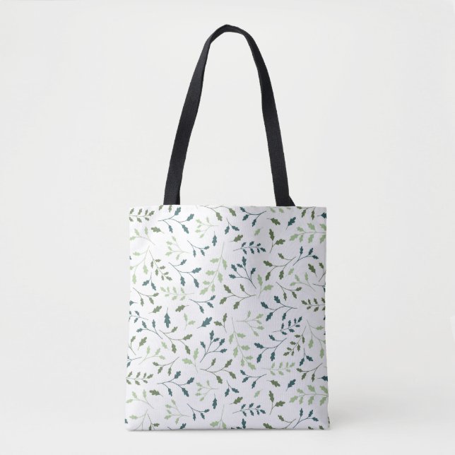 Blaugrüne Botanische Blätter Muster Tasche (Vorderseite)