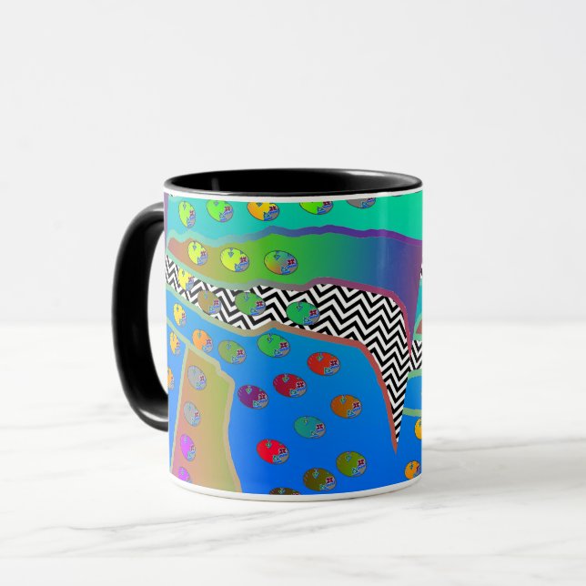 Blaugrüne Chevron Geo Tasse (Vorderseite Links)
