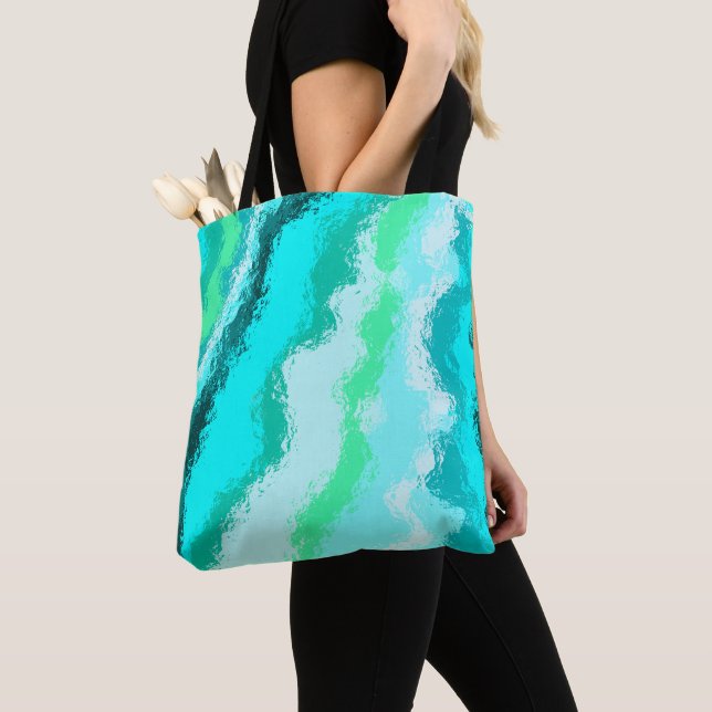 Blaugrüne Expressive Malerei Muster Tasche (Von Nahem)