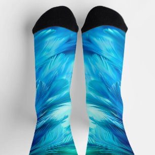 Blaugrüne Feder Abstrakt Socken