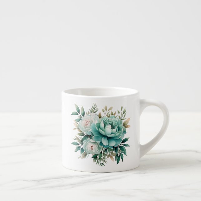 Blaugrüne Floral  Espressotasse (Rechts)