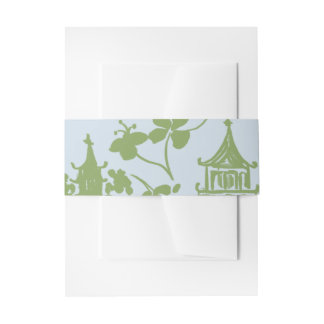 Blaugrüne florale Aquarell-Hochzeitstuchhülle Einladungsbanderole