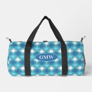 Blaugrüne Geometrie: Monogramm-Duffle-Beutel Duffle Bag