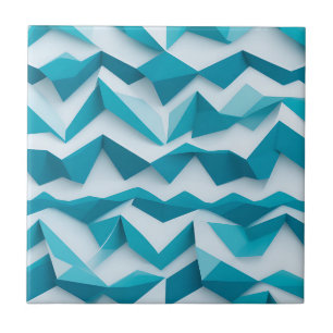 Blaugrüne geometrische Chevron-3D-Struktur Fliese